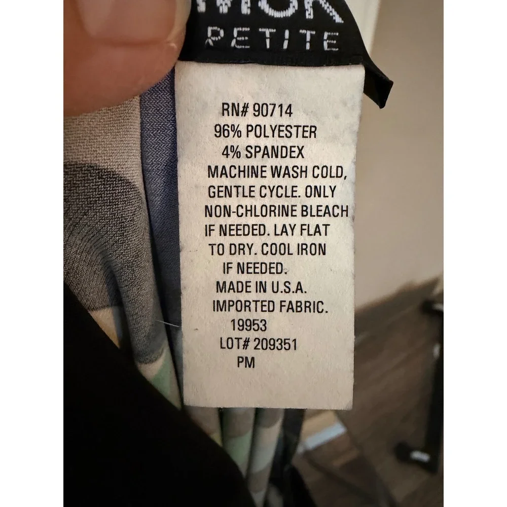 MSK Petite Geometric Print Midi Skirt Blue Green Black Mod Link Pattern PM